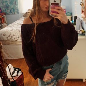 fuzzy off the shoulder sweater